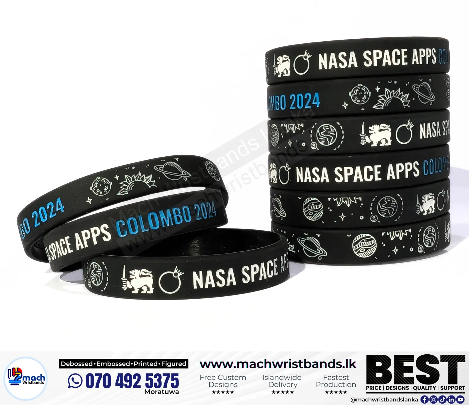 Nasa theme printed rubber wristbands